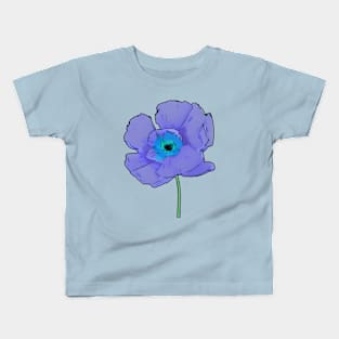 Digital Colored Poppy Flower Sketch (MD23Mrl003c) Kids T-Shirt